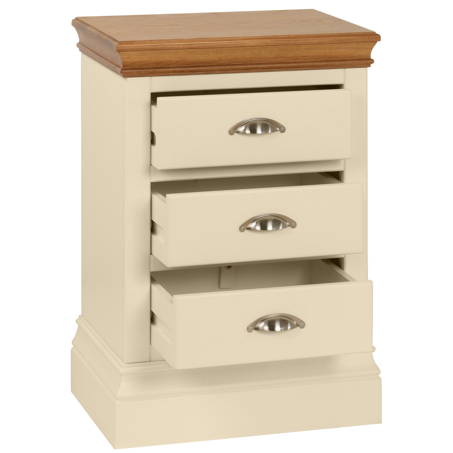 Albrighton 3 Draw Bedside Painted with Oak Top