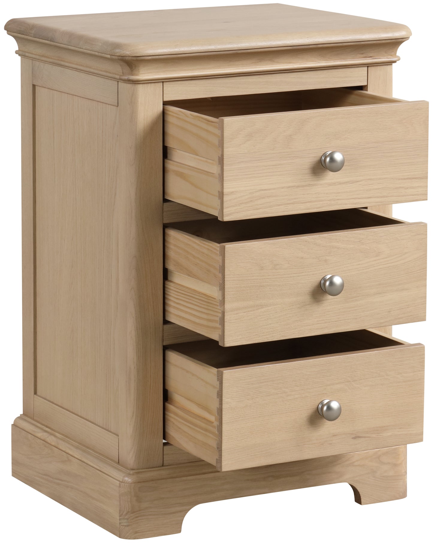 Stretton Oak 3 Drawer Bedside Table