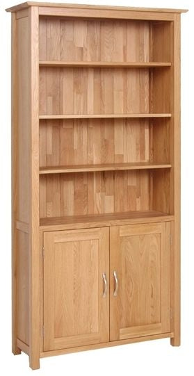 Contemporary Oak BOOKCASE WITH CUPBOARD