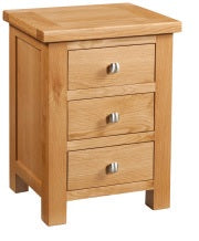 Oak 3 Draw Bedside