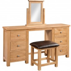 Drayton Oak DOUBLE PEDESTAL DRESSING TABLE + STOOL*