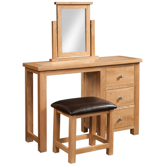 Drayton Oak SINGLE PEDESTAL DRESSING TABLE + STOOL