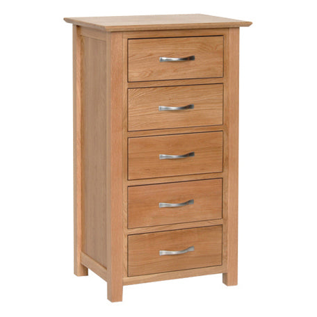 Contemporary Oak 5 DRAWER WELLINGTON