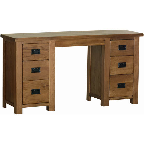 Rustic Oak DOUBLE PEDESTAL DRESSING TABLE