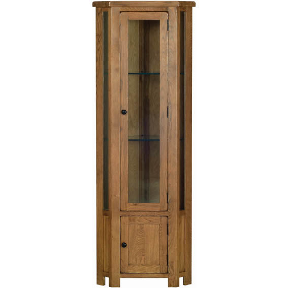 Rustic Oak CORNER DISPLAY CABINET